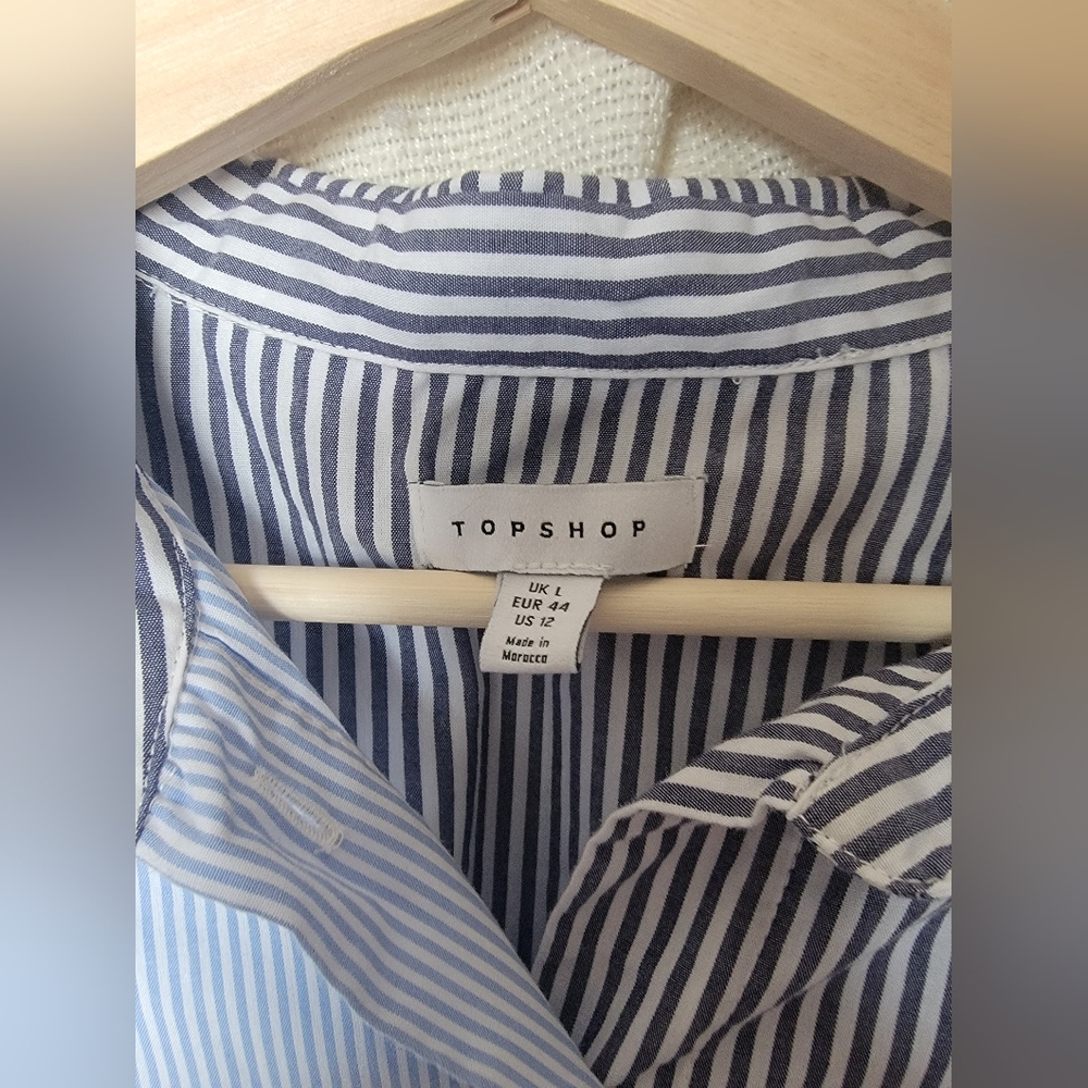 Topshop Oversize Mixed Stripe Button-Up Shirt In … - image 4